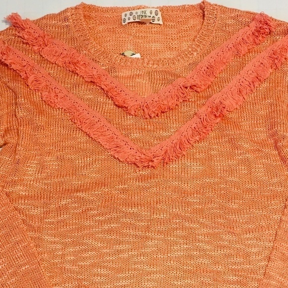 Pink Republic Big Girls Cotton Acrylic Orange Loose Knit Pullover sweater XL/16 - Picture 3 of 8